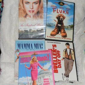 Comedy Movies Lot of 5 Five DVD's~Fluke~Stepford Wives~Legally Blonde 2~Mama Mia
